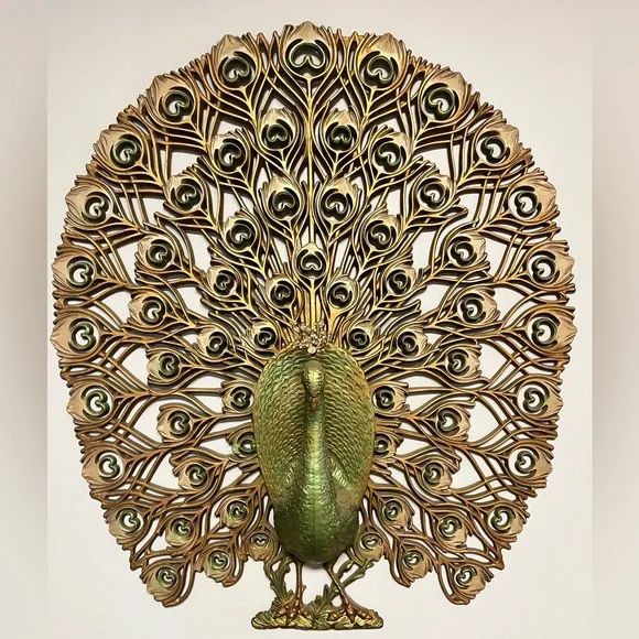Vintage 1960s MCM Burwood Peacock Wall Art Mid-Century Hollywood, or BOHO Decor - Picture 1 of 2